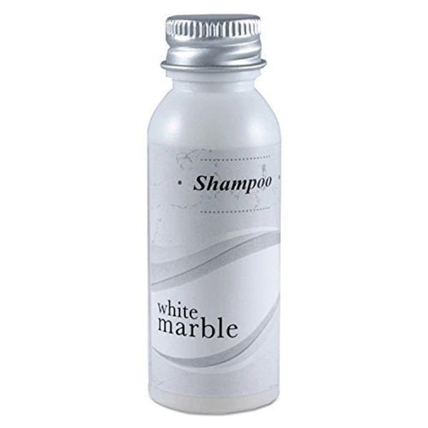 Transmacro Amenities 0.75 oz Shampoo Bottle - Pleasant Scent, Light Green with Gold DIA 10190-71 - main
